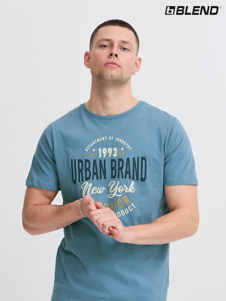 Blend Blue Printed Short Sleeve 100% Cotton T-Shirt (F45174) | €16