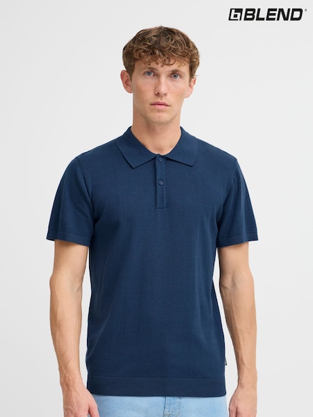 Blend Blue Lightweight Knitted 100% Cotton Polo Shirt (F45178) | €40