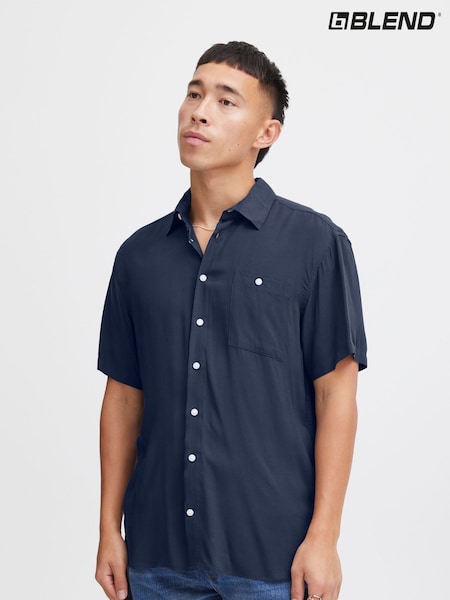 Blend Blue Viscose Short Sleeve Shirt (F45185) | €40