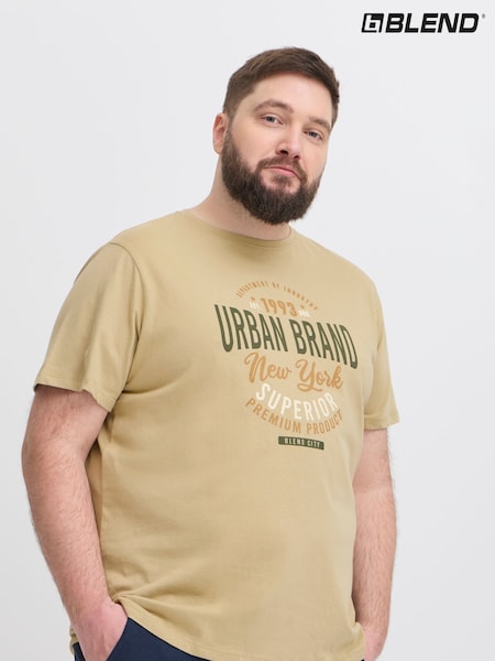 Blend Cream Printed Short Sleeve 100% Cotton T-Shirt (F45205) | AED70