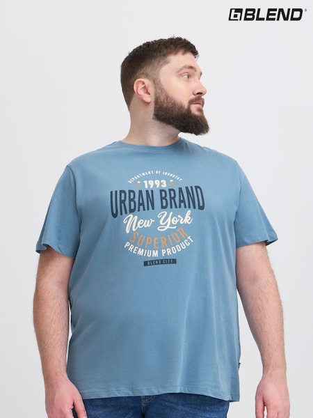 Blend Light Blue Printed Short Sleeve 100% Cotton T-Shirt (F45209) | € 19