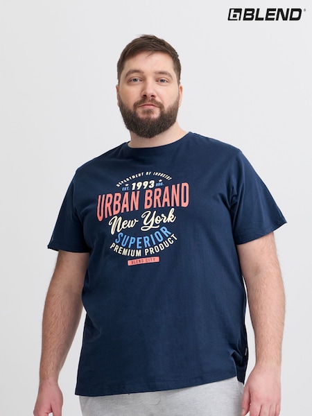 Blend Blue Printed Short Sleeve 100% Cotton T-Shirt (F45212) | AED35