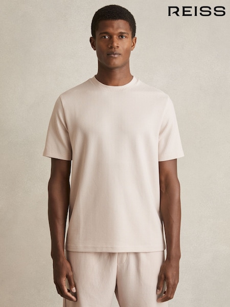 Reiss Champagne Argon Oversized Textured T-Shirt (F45229) | 426 QAR