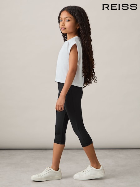Reiss Black Raye Three-Quarter Length Leggings (F45239) | ₪131