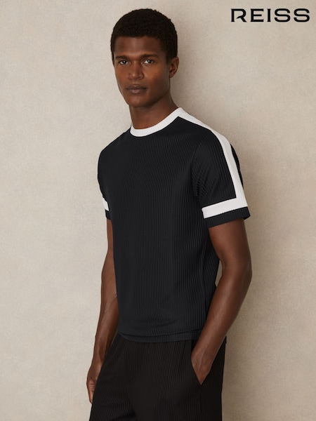 Reiss Navy/White Grand Oversized Textured T-Shirt (F45247) | €104