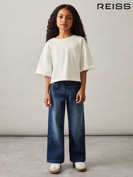 Reiss Ivory Alex Cotton Cropped Oversize T-Shirt (F45253) | AED86