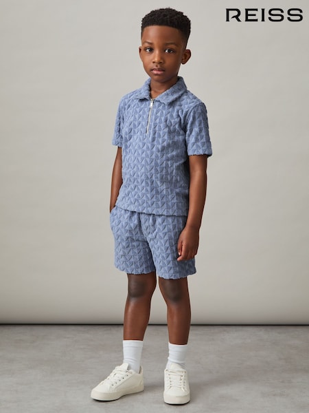 Airforce أزرق - Reiss Jackson Textured Towelling Polo Shirt (F45256) | ‏202 د.إ.‏