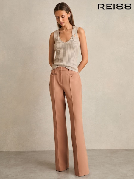חום-אדמדם - Reiss Abbey Welt Pocket Flared Trousers (F45261) | ‏1,021‏₪