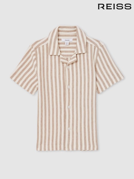 Reiss Trig Textured Stripe Cuban-Collar Shirt (F45290) | 55 €