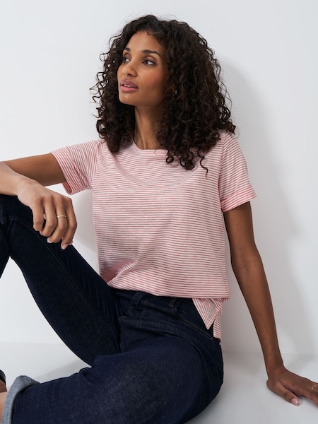 Crew Clothing Pink Crew Neck Stripe 100% Cotton T-Shirt (F45335) | 1,502 UAH