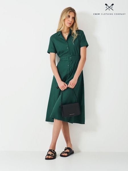 Crew Clothing Blue Ava Linen-Blend Shirt Dress (F45355) | €127