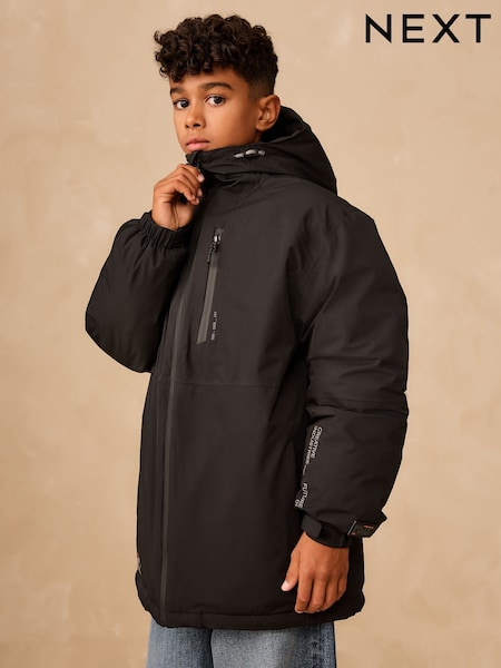 Black Waterproof Inner Wadded Coat (3-16yrs) (F45571) | 208 QAR - 287 QAR