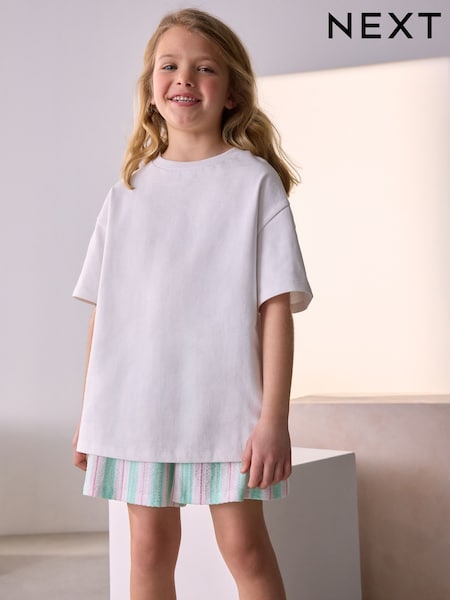 White Oversized Heavyweight 100% Cotton T-Shirt (3-16yrs) (F45661) | R$ 60 - R$ 110