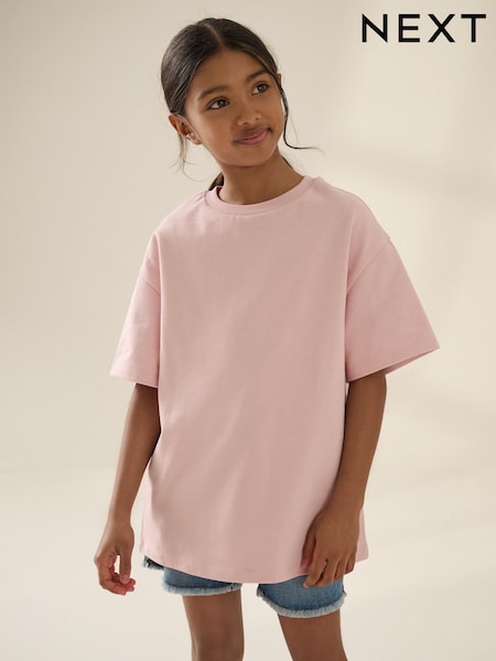 Pink Oversized Heavyweight 100% Cotton T-Shirt (3-16yrs) (F45665) | 30 QAR - 54 QAR