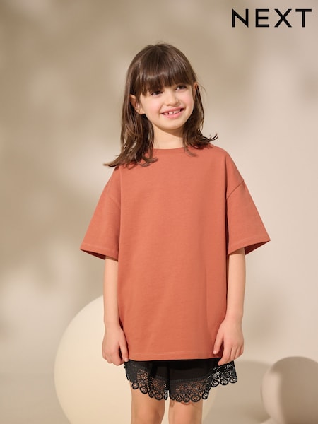 Rust Oversized Heavyweight 100% Cotton T-Shirt (3-16yrs) (F45668) | AED30 - AED56