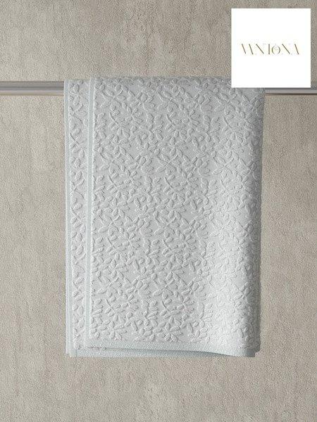 Vantona White Jacquard Leaf 500gsm 100% Cotton Towel (F45672) | $30 - $46