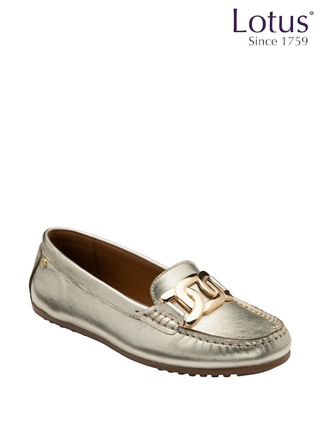 Lotus Gold Leather Loafers (F45691) | €86