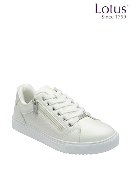 Lotus White Zip-Up Trainers (F45692) | ₪251