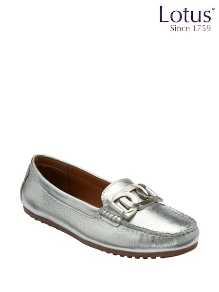 Lotus Silver Leather Loafers (F45697) | €86