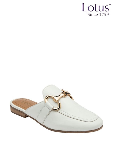 Lotus White Flat Mules Shoes (F45707) | ₪277