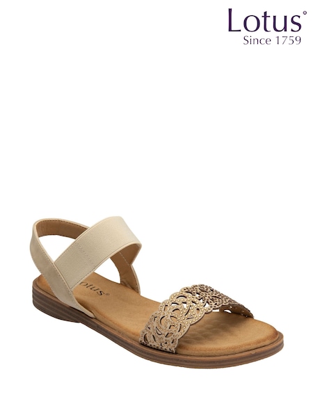 Natural - Lotus Flat Slip-Ons Sandals (F45712) | 335 LEI
