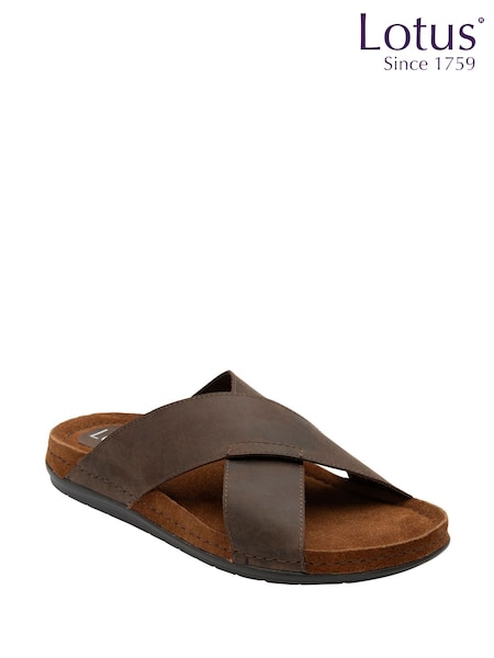 Lotus Brown Leather Mule Sandals (F45719) | R$ 545