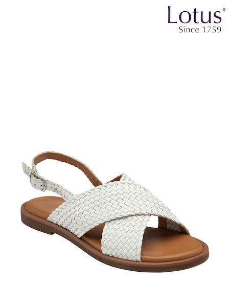 Alb - Sandale Lotus din piele (F45732) | 447 LEI