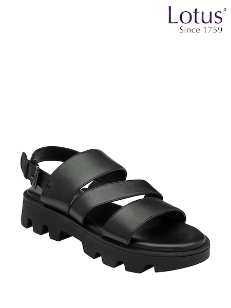 Lotus Black Flatform Slingback Sandals (F45741) | €84