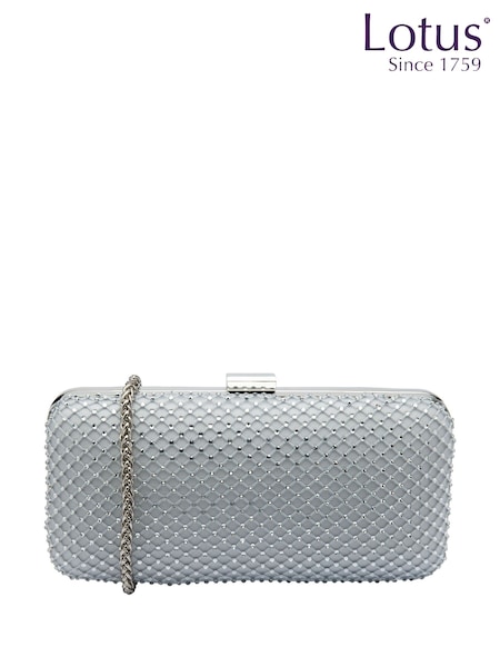 Lotus Silver Clutch Bag with Chain (F45742) | €86