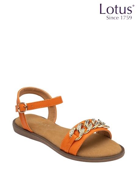Lotus Orange Flat Ankle Strap Sandals (F45743) | ₪226