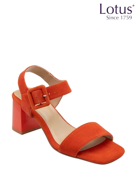 Lotus Orange Suede Heeled Sandals (F45768) | 346 QAR