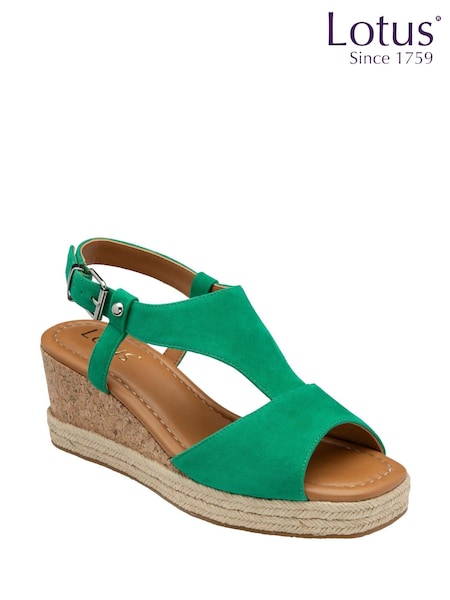 Lotus Green Wedge Espadrille Sandals (F45769) | $111