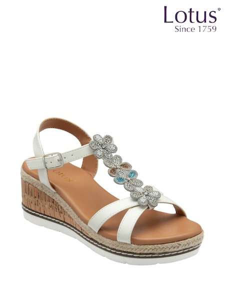 Lotus White Wedge Espadrille Sandals (F45792) | €64