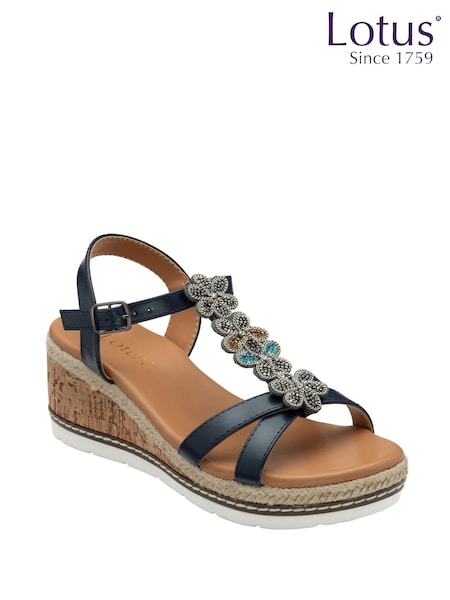 Lotus Blue Open Toe Wedge Sandals (F45800) | €64