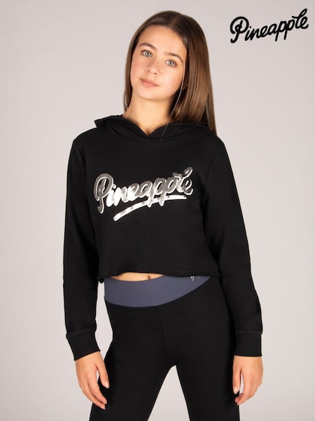 Pineapple Black Raw Edge Hoodie (F45814) | ₪131