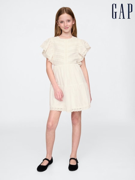Gap White Lace Tiered Ruffle Dress (4-13yrs) (F45833) | kr500