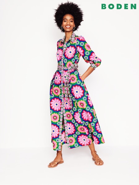 Boden Green Clara 100% Cotton Shirt Dress (F45866) | AED850