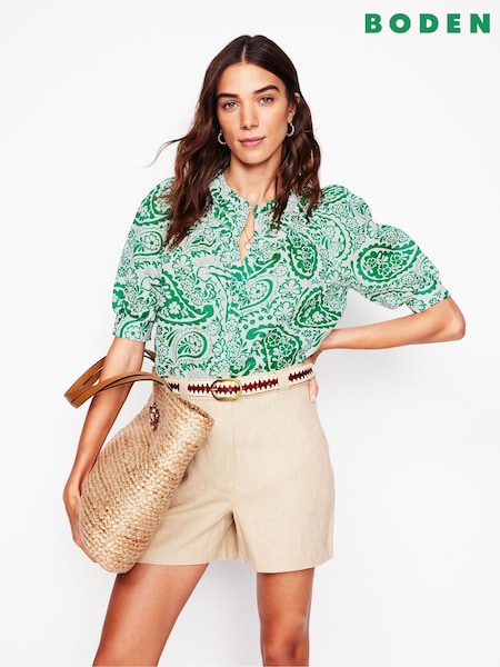 Boden Green Bea 100% Linen Top (F45892) | €49