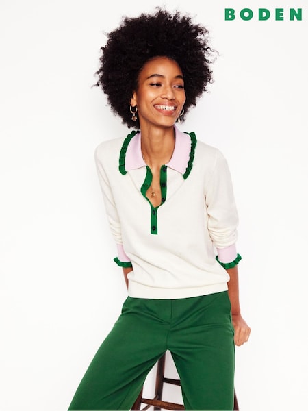 Кремовый - Boden Frilled Blend Jumper (F45914) | €118