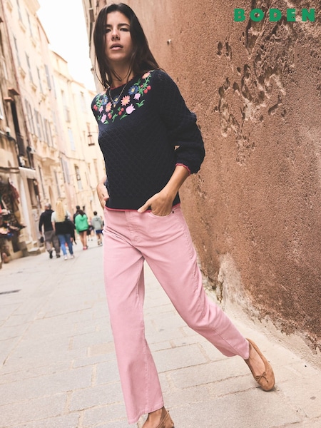 Boden Blue Embroidered 100% Cotton Jumper (F45937) | AED326