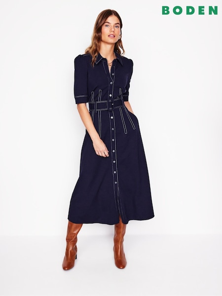 Boden Blue Fashion Ponte Shirt Dress (F45950) | €184