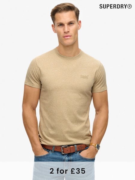 Superdry Tan Brown Marl Essential Logo Embroidery T-Shirt (F45960) | €30