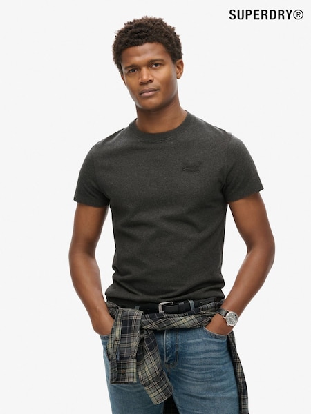 Superdry Raven Black Marl Essential Logo Embroidery T-Shirt (F45962) | 99 QAR