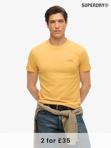 צבע צהוב אוכרה בצביעת מלאנז' - Superdry Essential Logo Embroidery T-shirt (F45965) | ‏101‏₪