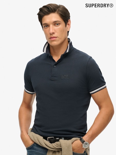 Superdry Eclipse Navy Sportswear Relaxed Tipped Polo Shirt (F45980) | €51
