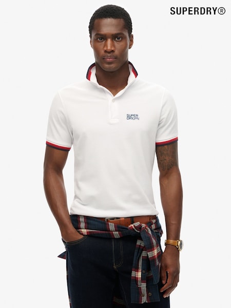Superdry Brilliant White Sportswear Relaxed Tipped Polo Shirt (F45985) | €58