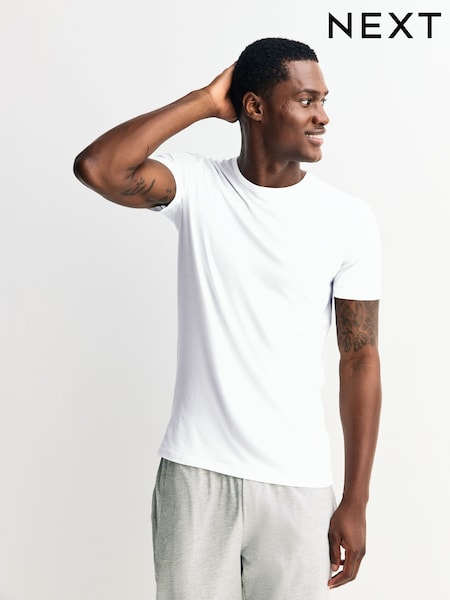 White 2 Pack Modal Layering T-Shirt  2 Pack (F45999) | AED87