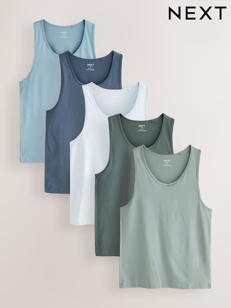 Azul/Cinza - Rib Vests 5 Pack (F46001) | R$ 355