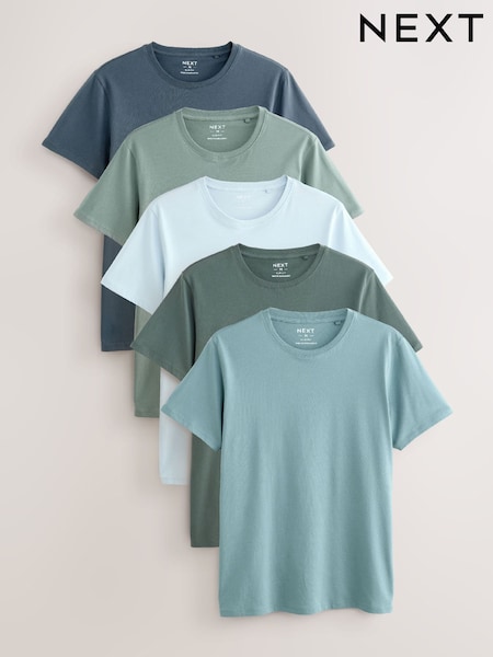 Blue Slim Fit 100% Cotton Layering T-Shirts 5 Pack (F46006) | 183 QAR