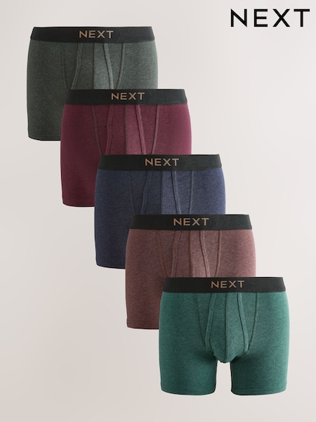 Green/ Red/ Blue Rich Colour Marl 5 Pack A-Front Boxers (F46013) | R$ 280
